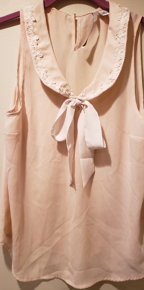 Blush Blouse with Floral Collar